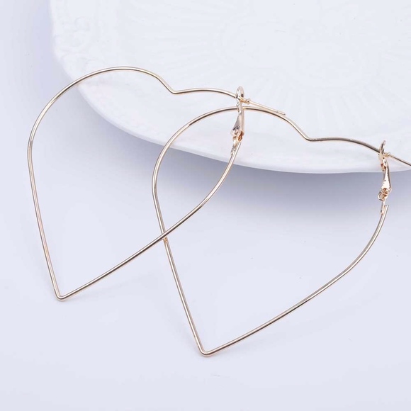 Golden Threads Jewelry - Heart Hoop Earrings Gold Color